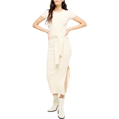 Topshop Ribbed Belted Column Dress, US (fits like 0-2) - Ivory
