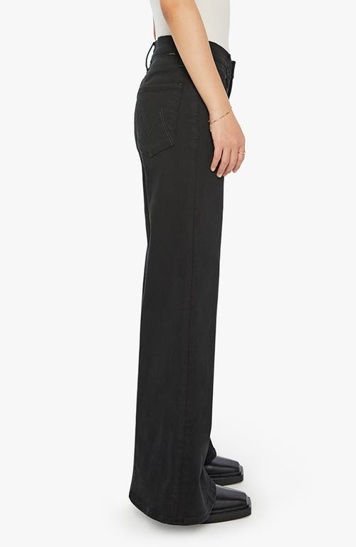 Shop Mother Lil' Twister Sneak High Waist Flared Wide Leg Jeans In Pitch