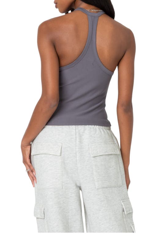 Shop Edikted Racerback Stretch Tank In Gray