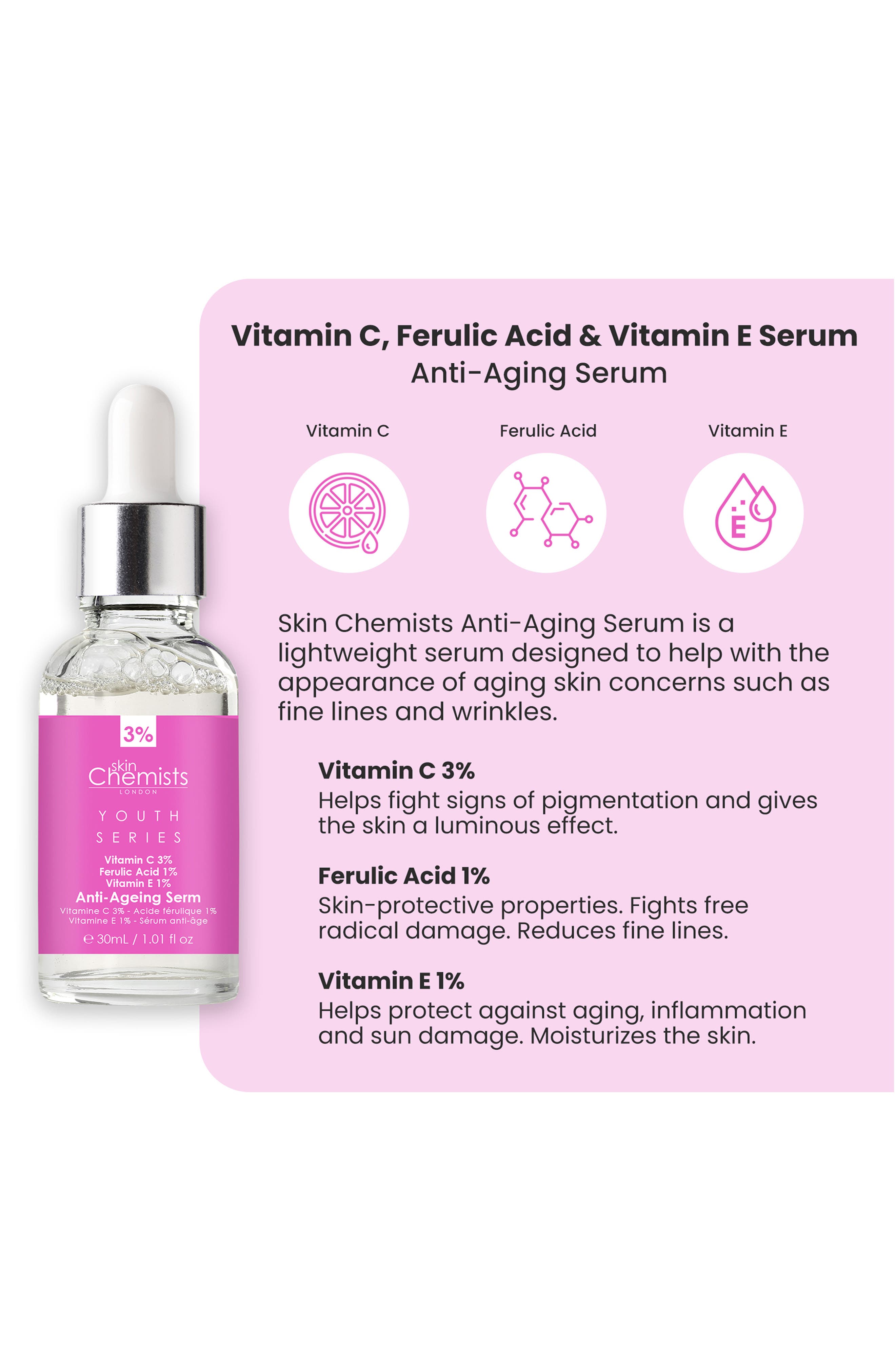 SKINCHEMISTS AntiAging Vitamin C, Ferulic Acid & Vitamin E Serum 30ml