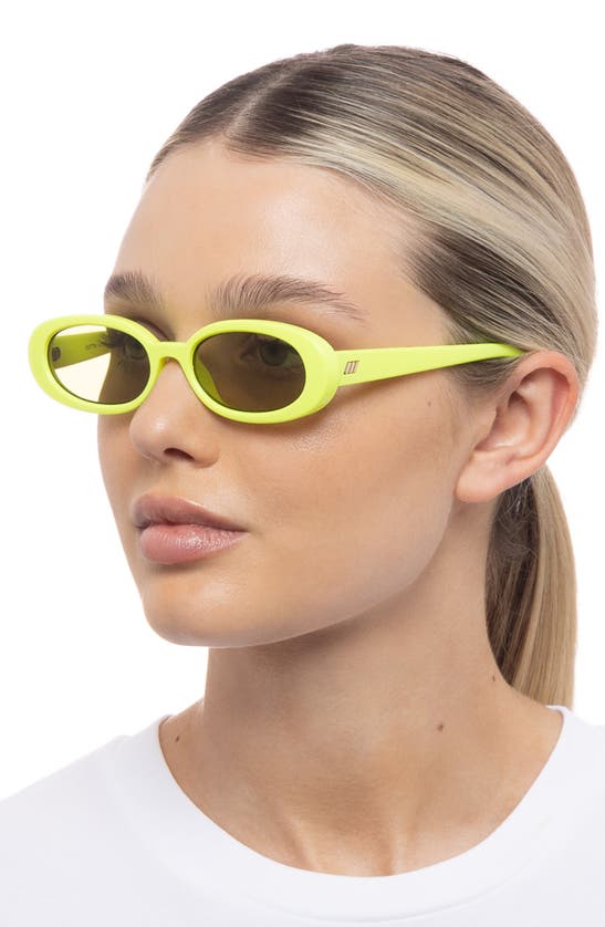 Shop Le Specs Outta Love 51mm Oval Sunglasses In Pine Lime / Olive Mono