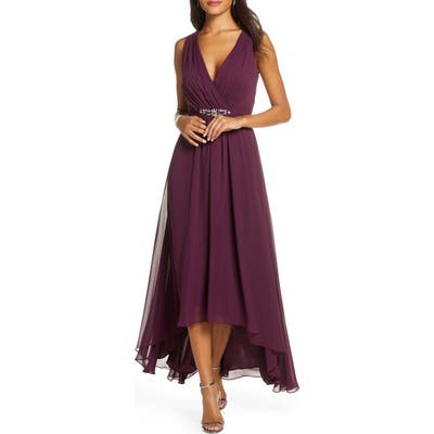Eliza J Wrap Look High/low Chiffon Dress, Purple