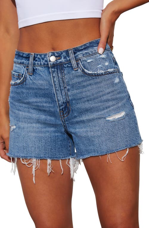 Shop Vici Collection Jolene High Waist Denim Cutoff Shorts In Medium Wash