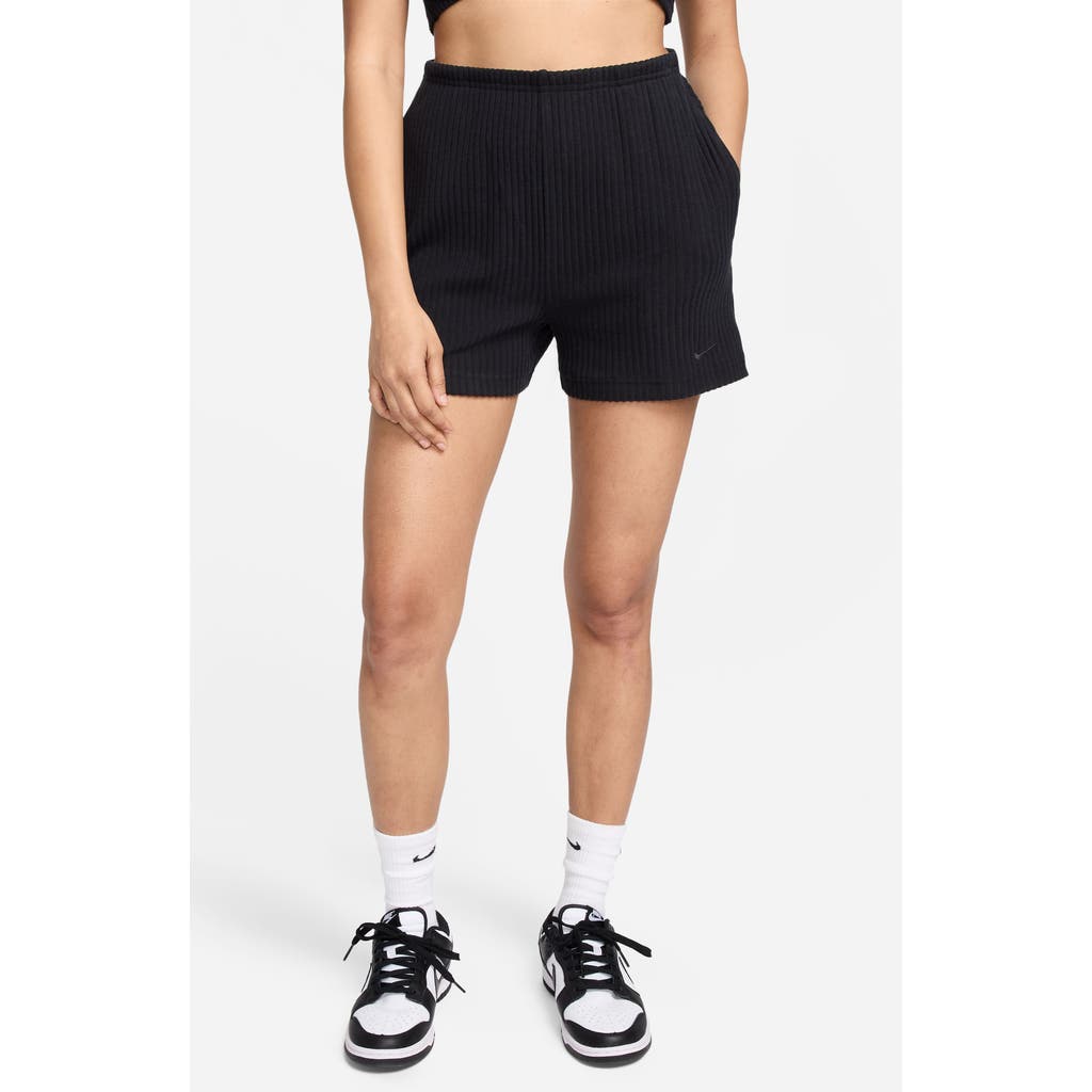 Nike Sportswear Chill Knit Ribbed Shorts In Black/black
