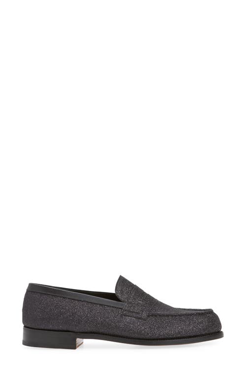 Jm Weston Animation Noel 180 Metallic Glitter Penny Loafer In Black
