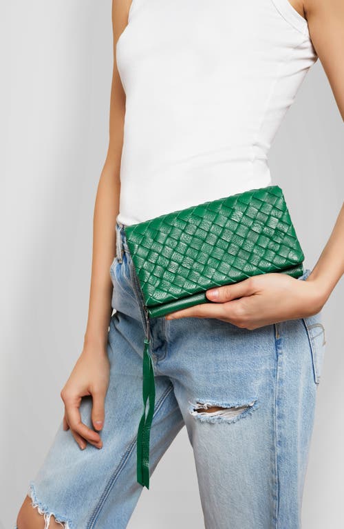 Aimee Kestenberg Bali Leather Wallet Crossbody Bag In Kelly Green Woven