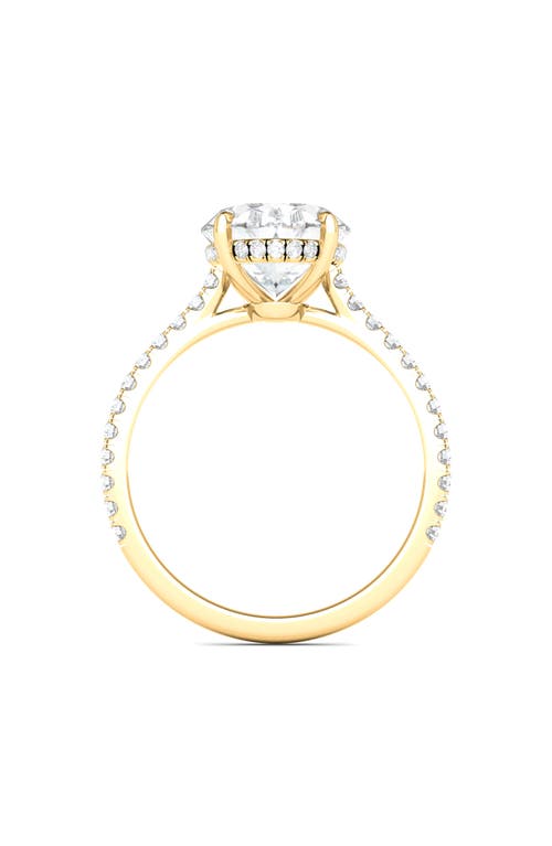 Hautecarat Oval Cut Pavé Lab Grown Diamond Ring In 2.00 Ctw 18k Yellow Gold