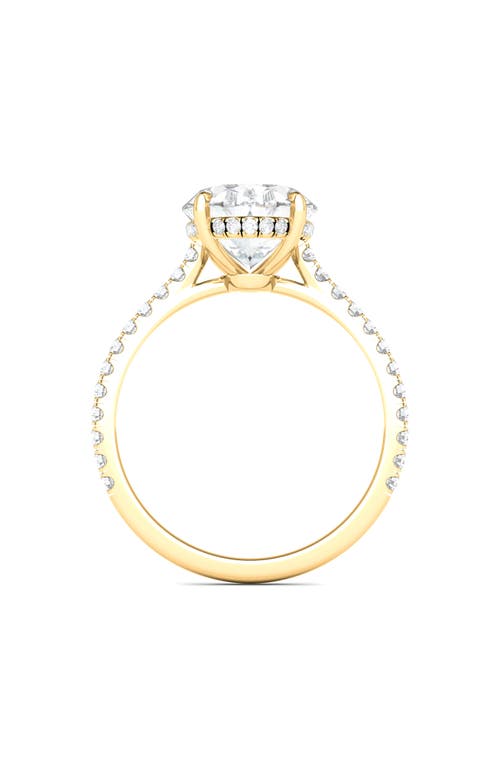 Shop Hautecarat Oval Cut Pavé Lab Created Diamond Ring In 2.00 Ctw 18k Yellow Gold