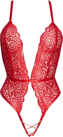 Roma Confidential Plunge Lace Open Gusset Teddy