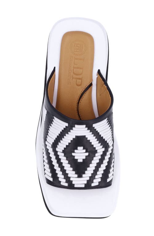L'amour Des Pieds Eviana Platform Slide Sandal In Black/white