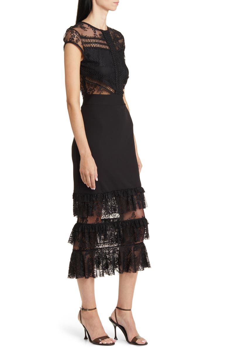 bebe Tiered Lace Midi Dress | Nordstrom