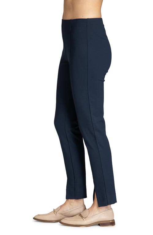 Apny Split Hem Pull-on Crop Slim Pants In Navy