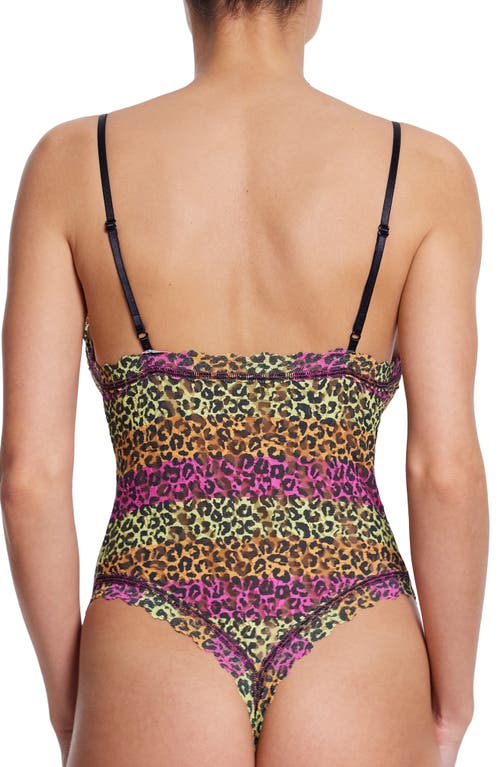 Hanky Panky Printed Signature Lace Thong Back Bodysuit In Its Electric