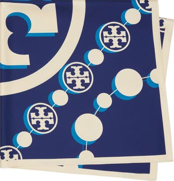 Tory Burch T-monogram Silk Square Scarf In Light Blue