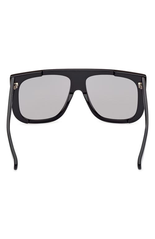 Shop Max Mara 60mm Shield Sunglasses In Shiny Black/smoke