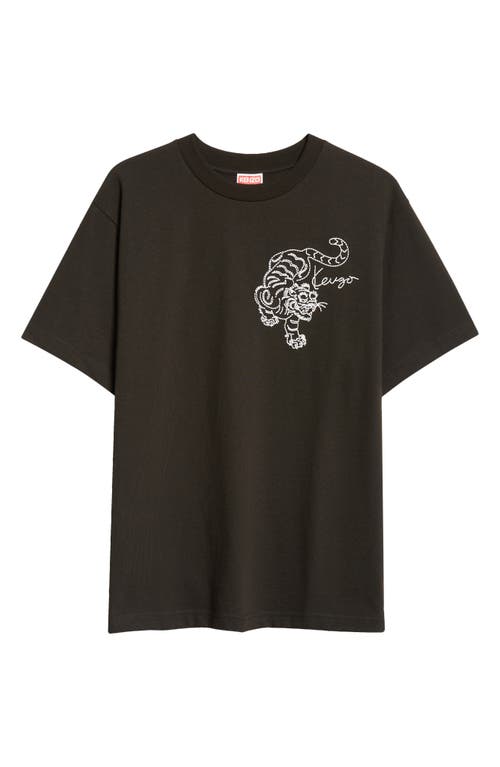 Shop Kenzo Embroidered Star Tiger Cotton T-shirt In Black