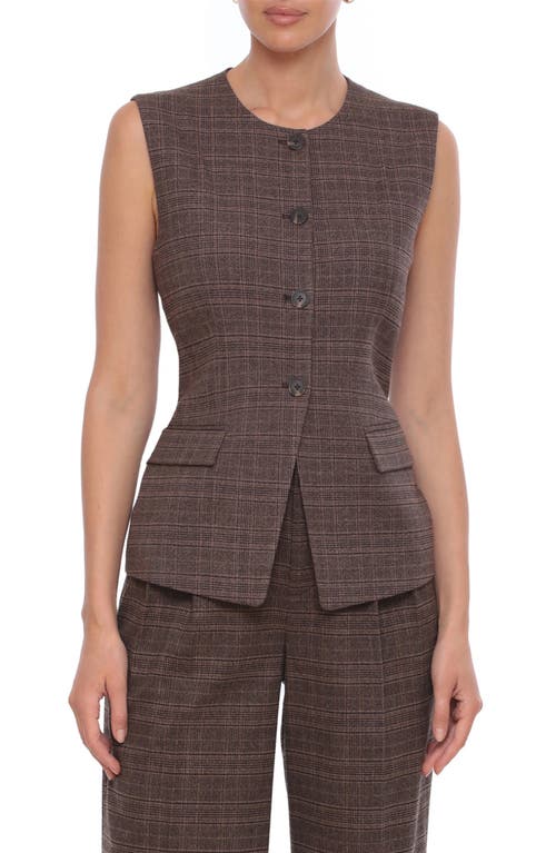 Shop Bagatelle Plaid Vest In Dark Brown