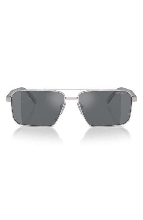 Shop Prada 61mm Rectangular Sunglasses In Silver