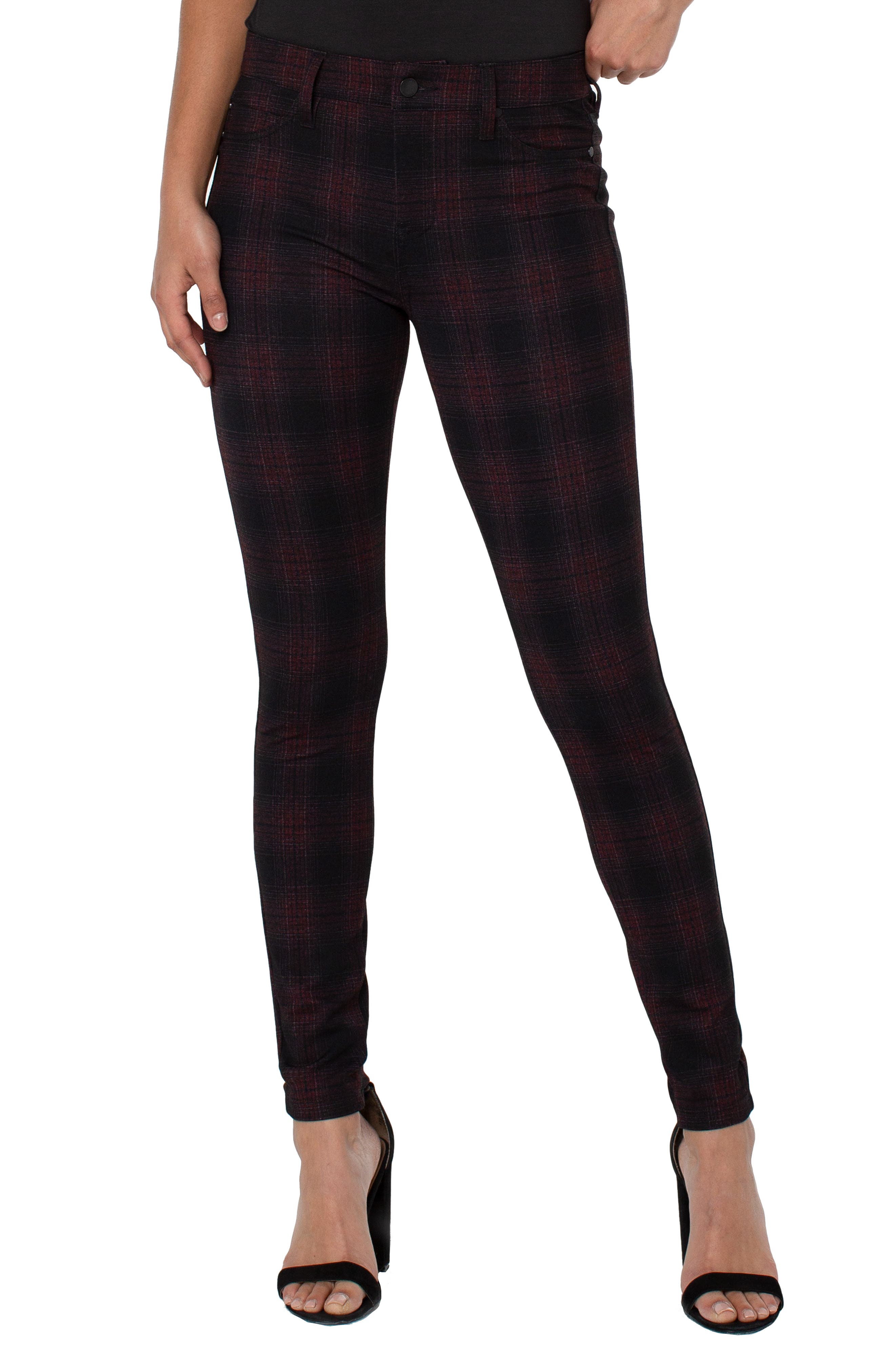 navy plaid pants womens