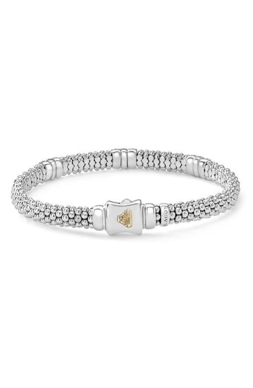 Shop Lagos Caviar Diamond Station Bracelet In Silver/gold/diamond