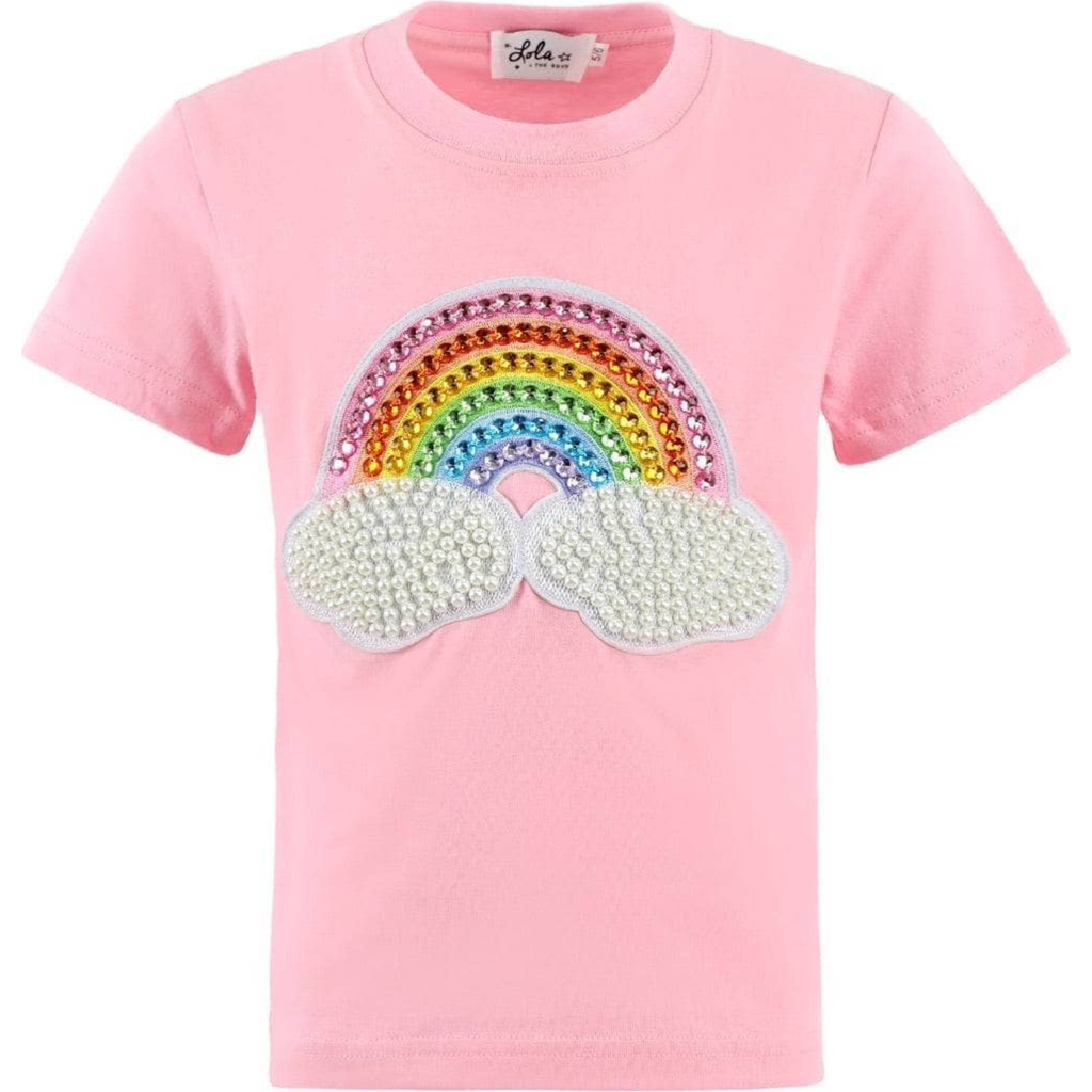 Shop Lola + The Boys Rainbow Pearl Patch T-shirt In Pink