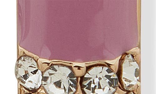 Shop Dkny Crystal & Enamel Hoop Earrings In Gold/pink