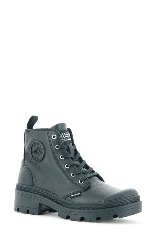 Palladium Pallabase Leather Bootie In Black/black