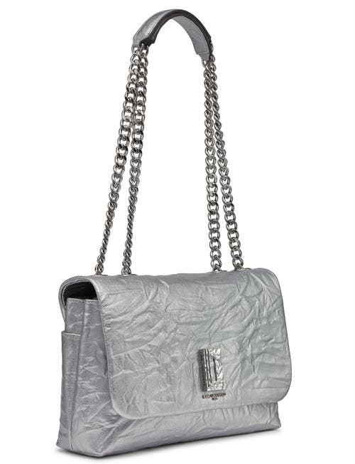 Shop Karl Lagerfeld Paris Lafayette Shoulder Bag In Peal Silver