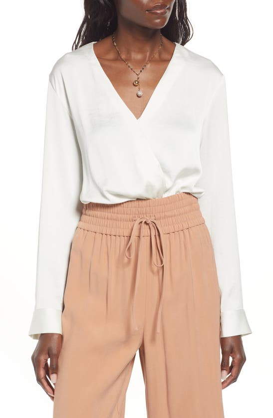 Open Edit Long Sleeve Bodysuit In Ivory