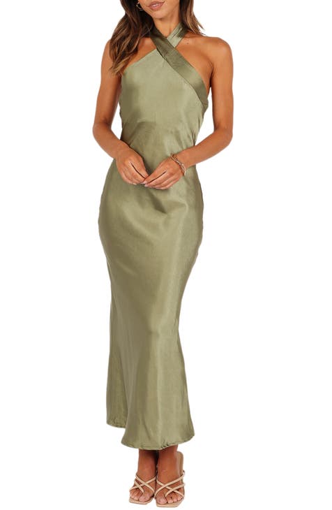 Isabel Satin Halter Mini Dress - Sale