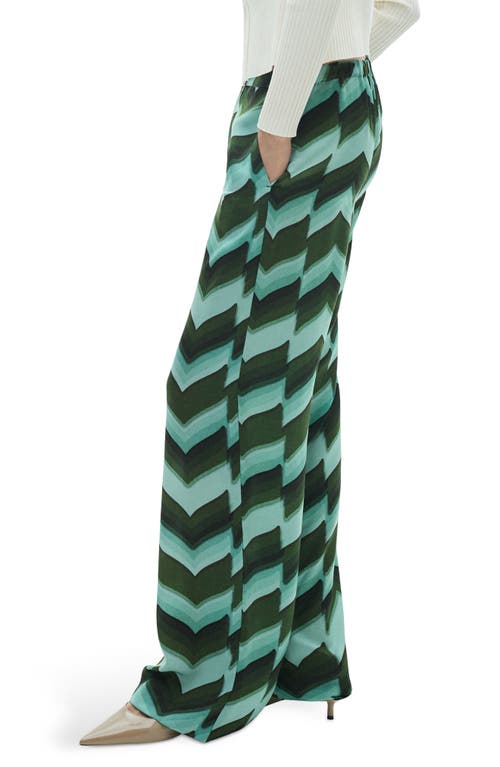 Mango Print Pull-on Straight Leg Pants In Green