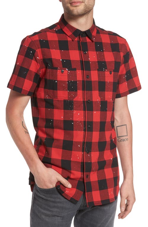 The Rail Paint Splatter Shirt in Red Chili Black Buffalo Check 