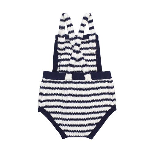 Shop Hope & Henry Baby Overall Sweater Romper, Infant In Navy And White Stripe