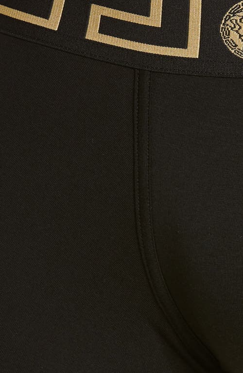 Versace Black Briefs With Elastic Waist With Medusa Print In Cotton Stretch Man In Black/gold