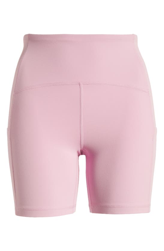 Shop Zella Studio Luxe Pocket Bike Shorts In Purple Pastel