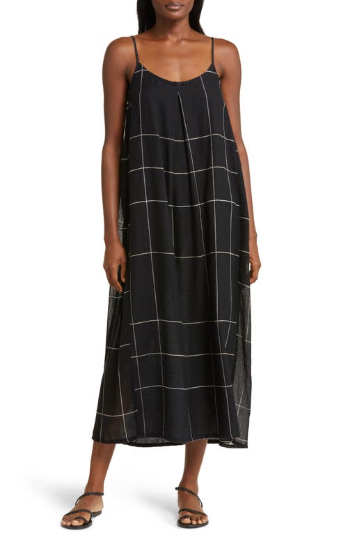 lemlem Nia Check Cotton Blend Cover-Up Slipdress Zeki Black at Nordstrom,