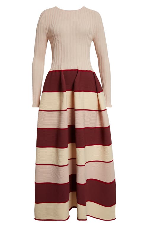 Shop Cfcl Pottery Stripe Long Sleeve Sweater Dress In Pink Beige Multi