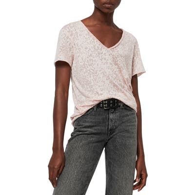 Allsaints Emelyn Leopard Burnout Tee, Pink