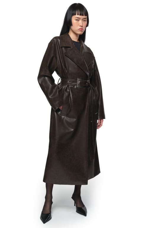 Shop Apparis Tate Faux Leather Trench Coat In Java