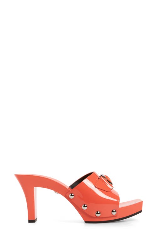 Shop Versace Medusa Buckle Clog Sandal In Coral/palladium