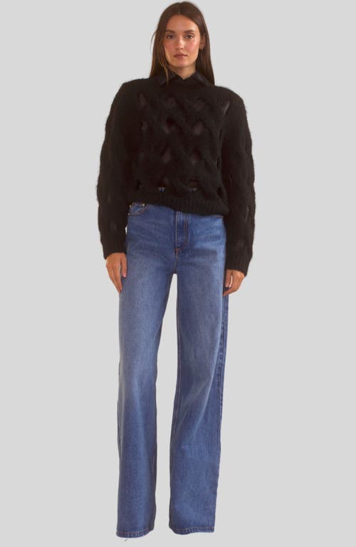 Cynthia Rowley OPEN KNIT SWEATER in Black 