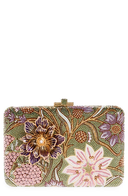 JUDITH LEIBER COUTURE Slim Slide Dancing Floral Crystal Clutch in Champagne Khaki Multi at Nordstrom