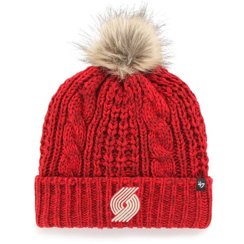 Men's '47 Red Portland Trail Blazers Bering Cuffed Knit Hat with Pom