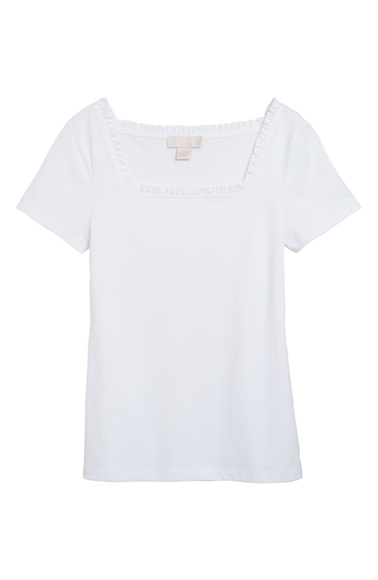 RACHEL PARCELL Square Neck T-Shirt, Main, color, White