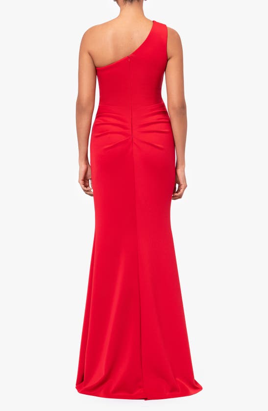 Shop Xscape Evenings Asymmetric Trumpet Gown In Red