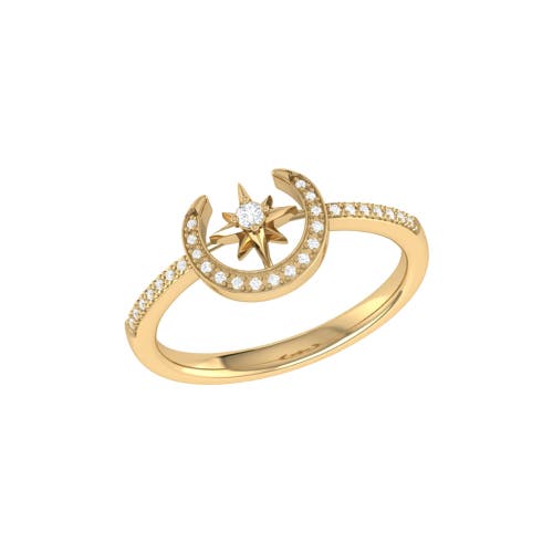 Shop Luvmyjewelry Crescent North Star Sterling Silver Diamond Ring In 14kt Gold Vermeil On Sterling