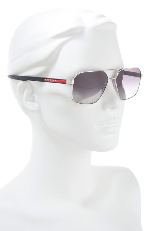 Shop Prada Linea Rossa 60mm Aviator Sunglasses In Silver