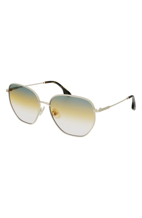 Victoria Beckham 60mm Gradient Sunglasses In Gold/ Green Honey Rose