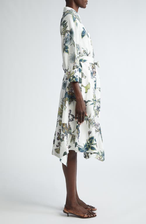 Shop Jason Wu Collection Forest Floral Silk Twill Shirtdress In Chalk Multi