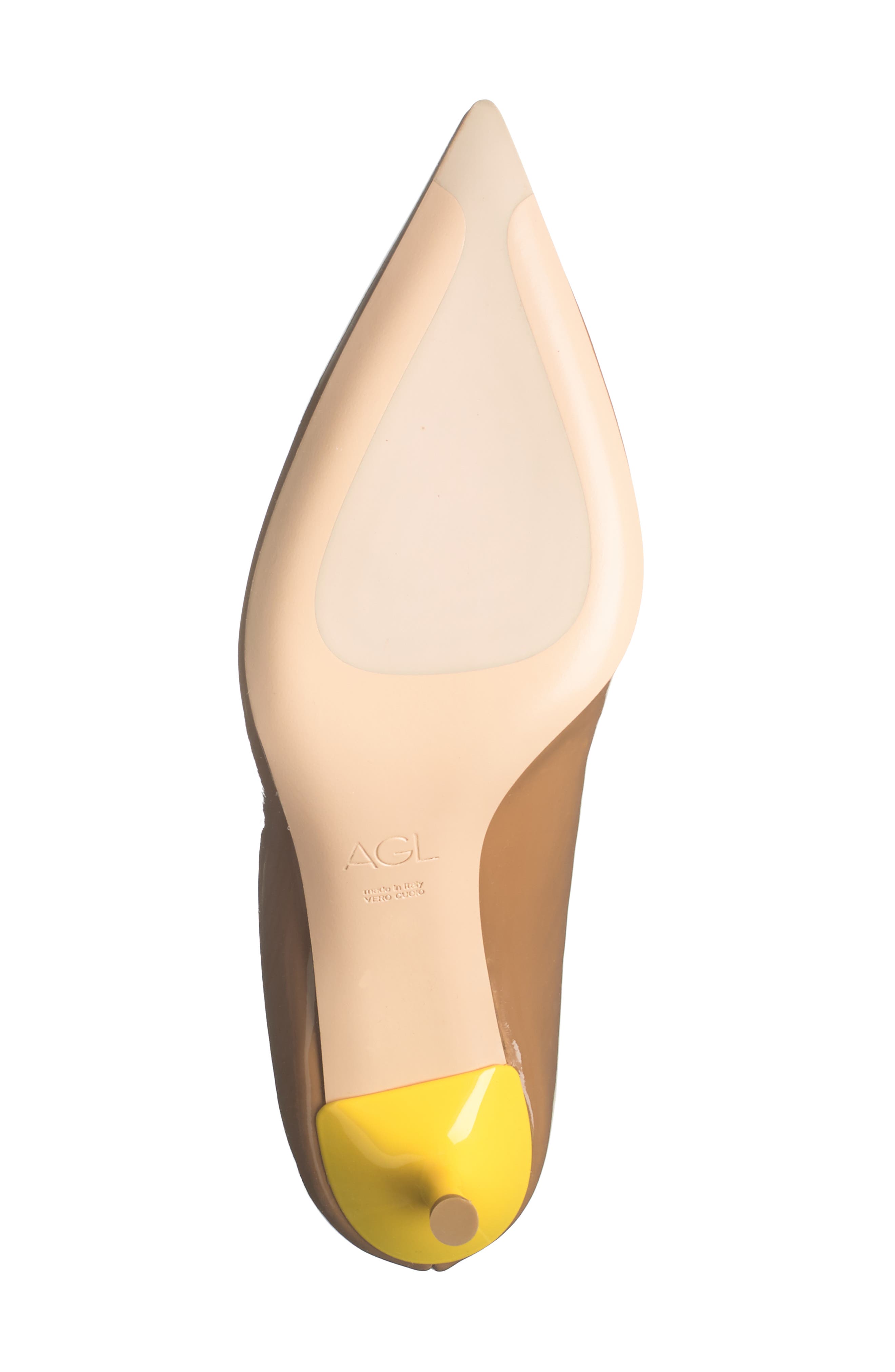 Agl Attilio Giusti Leombruni Pointed Toe Contrast Stiletto Heel Pump In Caramel Patent